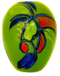 Best Anita Harris Art Pottery Lime Nouveau Delta Vase Pottery-Porcelain-China
