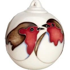 Hot Moorcroft Christmas Robin Redbreast Bauble Ornament Christmas | Moorcroft