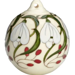 Online Moorcroft Christmas Snowdrop Ribbons Bauble Ornament Christmas | Moorcroft