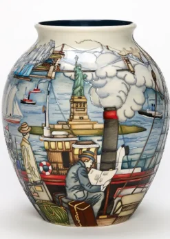 Clearance Moorcroft Coming to America Vase 61/10 - Numbered Moorcroft