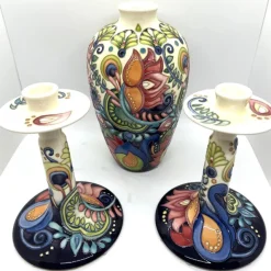 Clearance Moorcroft Festival of Light Pair of Candle Holders 850/9 - Ltd Ed 10 Moorcroft