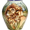Clearance Moorcroft The King and his Pride Vase 4/8 - Ltd Ed 20 Moorcroft