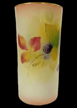 Outlet Royal Worcester Blackberries Cylinder Vase - Signed T. Bishop Pottery-Porcelain-China