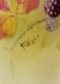 Outlet Royal Worcester Blackberries Cylinder Vase - Signed T. Bishop Pottery-Porcelain-China