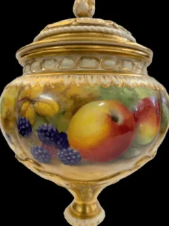 Clearance Royal Worcester Fruit Study Pedestal Pot-Pourri - Signed H. H. Price Pottery-Porcelain-China