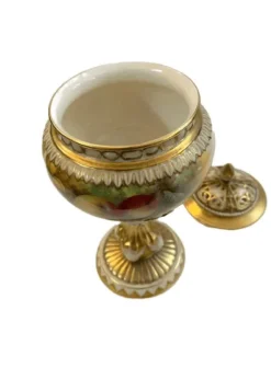 Clearance Royal Worcester Fruit Study Pedestal Pot-Pourri - Signed H. H. Price Pottery-Porcelain-China