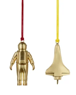 Online Waterford 2024 Christmas Golden Ornaments - Toys Spaceman & Rocket Set of 2 Christmas