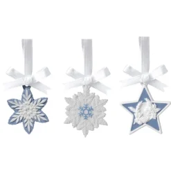 Fashion Wedgwood 2022 Christmas Mini Charms Snowflakes and Stars Set of 3 Ornaments Christmas